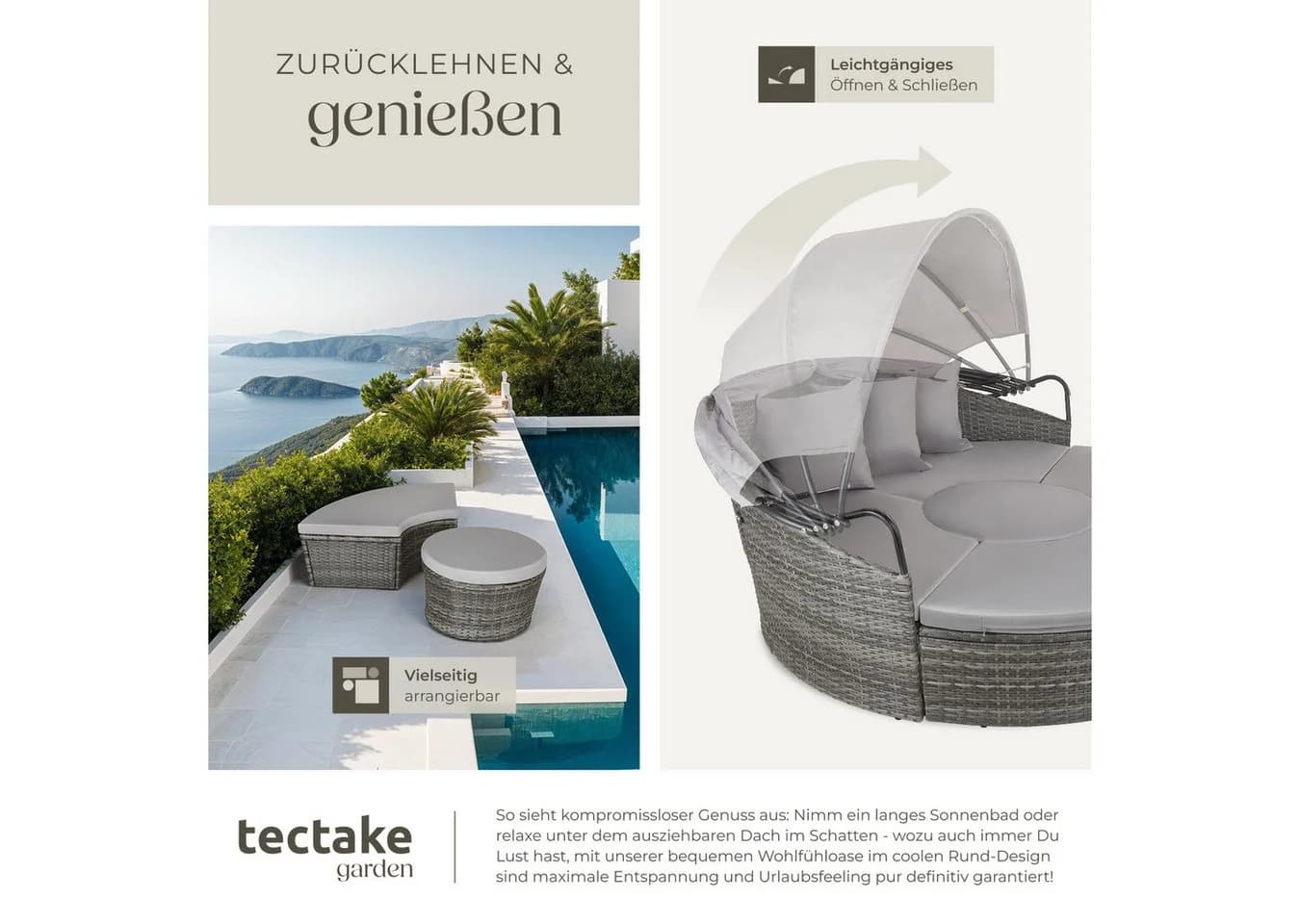 Tectake Rattan Sonneninsel Santorin UV-beständig Polyrattan - Bild 4