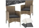 tectake Rattanstuhl 2er Set Rattan Polsterbezüge Beige/Grau Bild 2