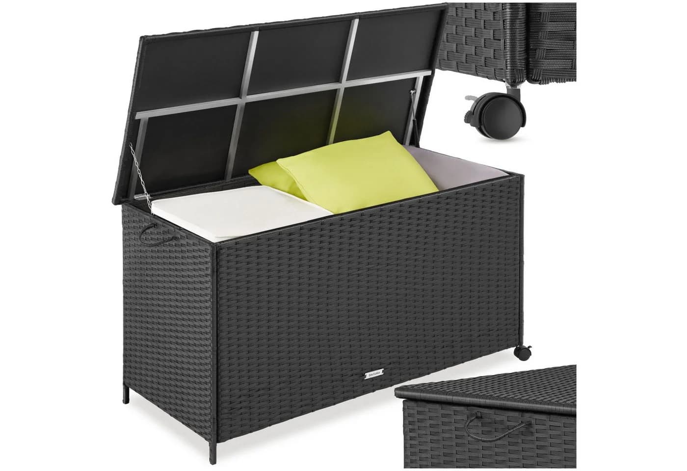 tectake Auflagenbox 253 L mit Aluminiumgestell und Rattangeflecht - Bild 3