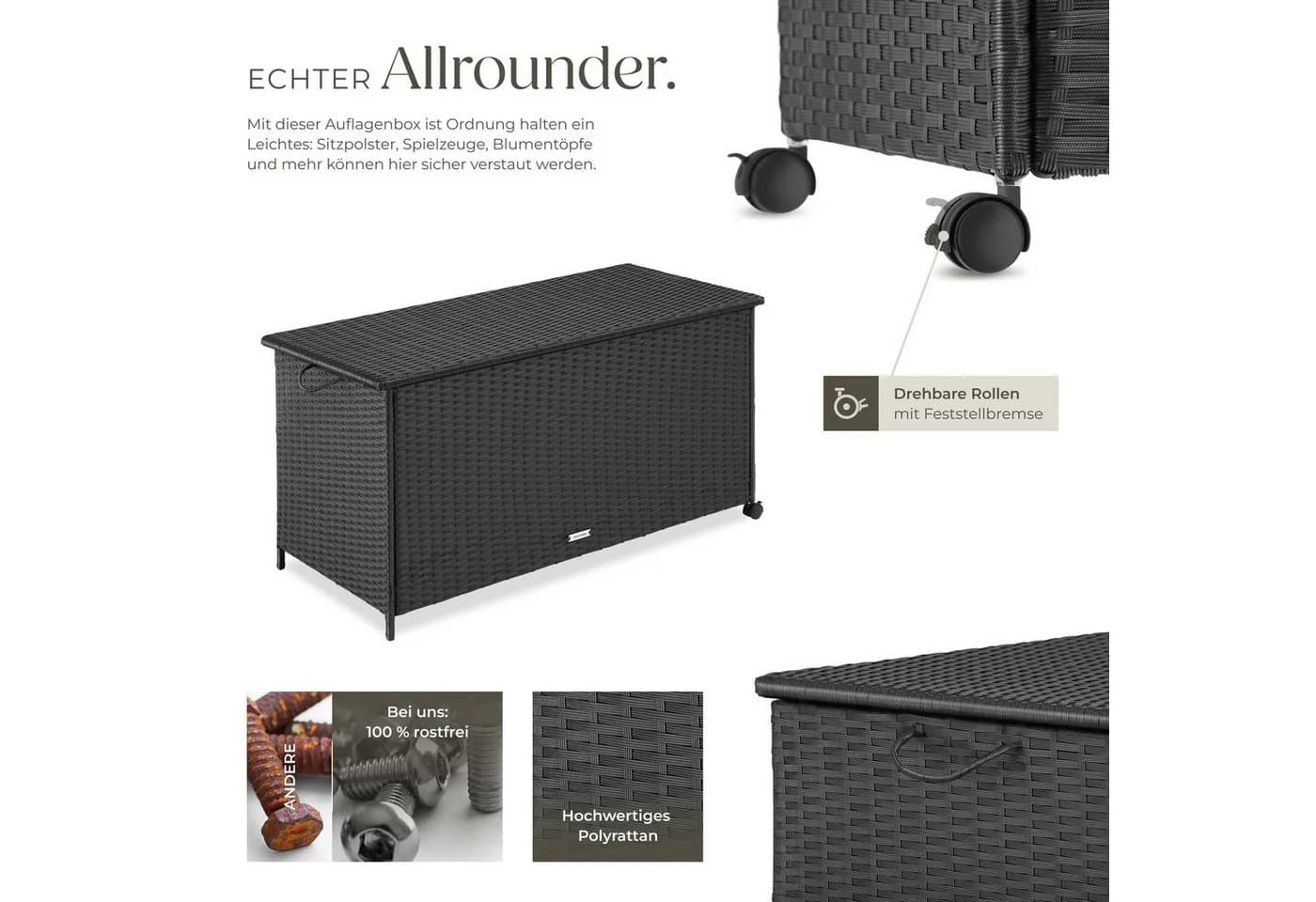 tectake Auflagenbox 253 L mit Aluminiumgestell und Rattangeflecht - Bild 4