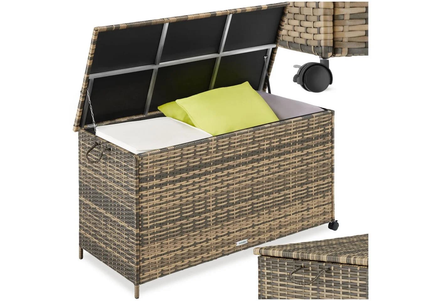 tectake Auflagenbox 253l mit Hubautomatik und Aluminiumgestell - Bild 3
