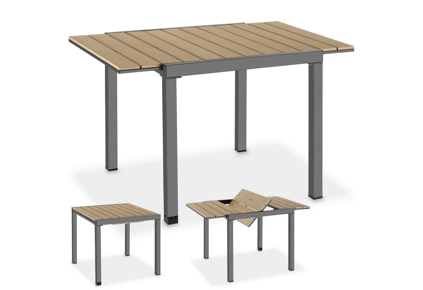 TECTAKE Gartentisch Inca aus Aluminium Schwarz/Braun ausziehbar - Bild 2