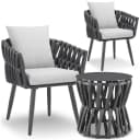 tectake Gartenlounge-Set 3-tlg. Anthrazit Aluminium mit Glasplatte Bild 1