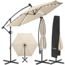 TECTAKE Ampelschirm Artemis Beige mit Solar-LED & Doppeldach Bild 1
