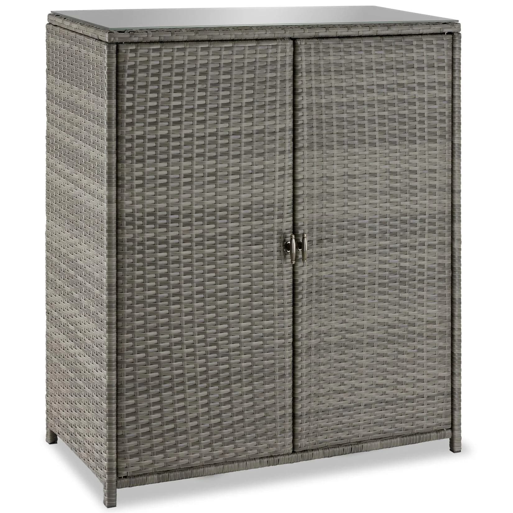 TECTAKE Geräteschrank Monza Grau Aluminium Poly Rattan