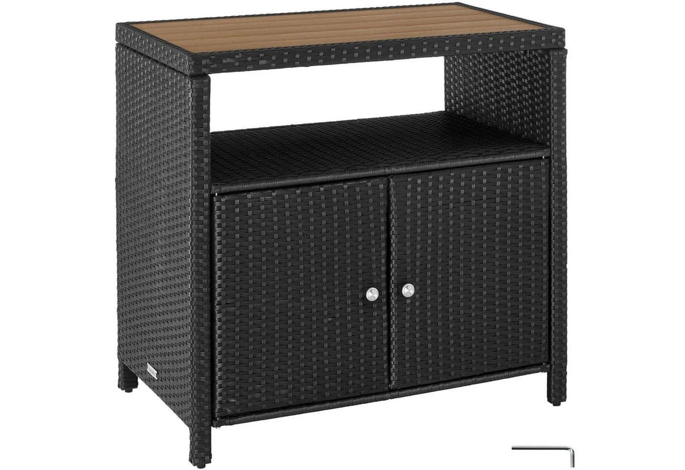 TECTAKE Gartenschrank Monscia mit WPC-Lamellen und Polyrattan Schwarz - Bild 2