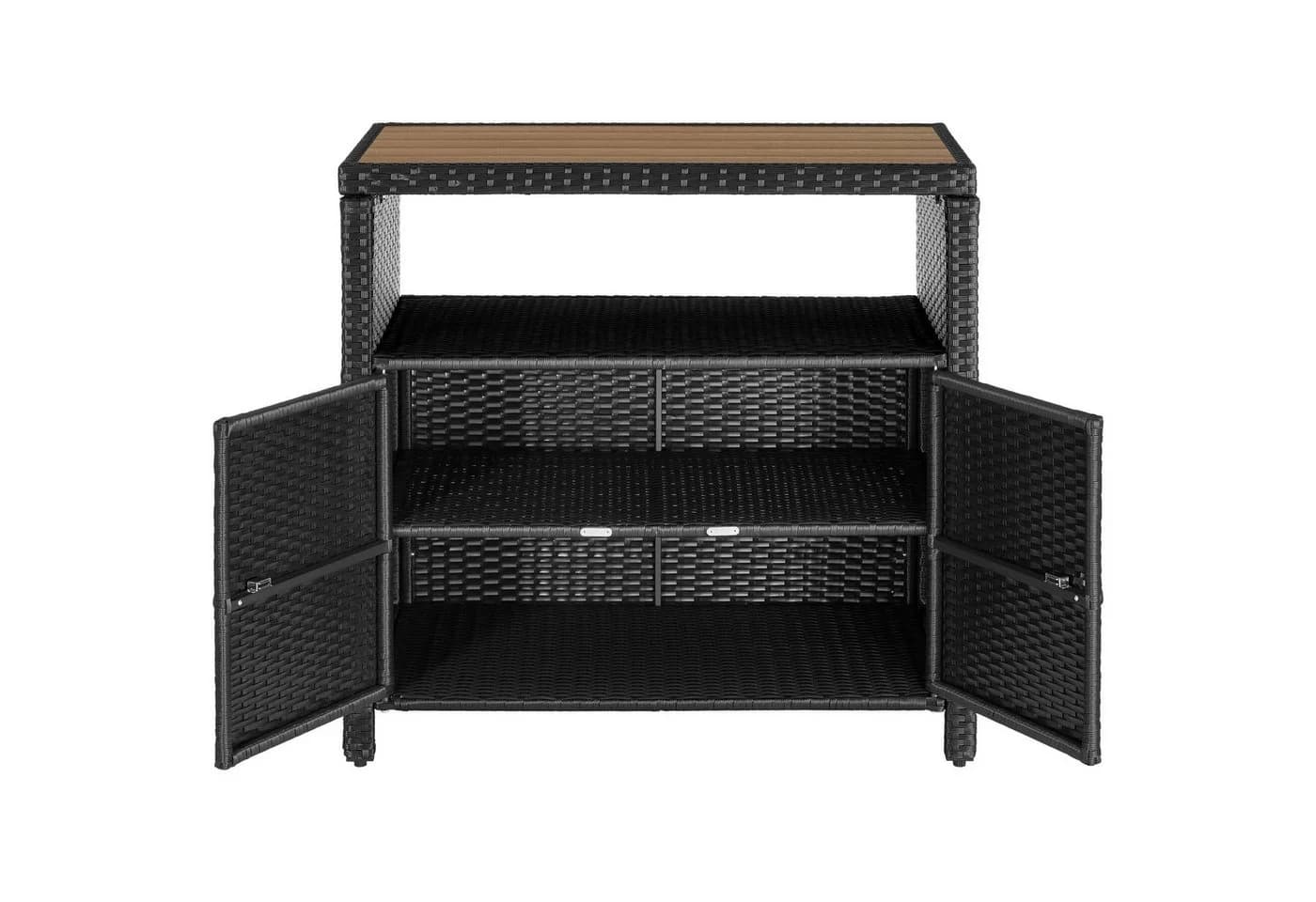 TECTAKE Gartenschrank Monscia mit WPC-Lamellen und Polyrattan Schwarz - Bild 5