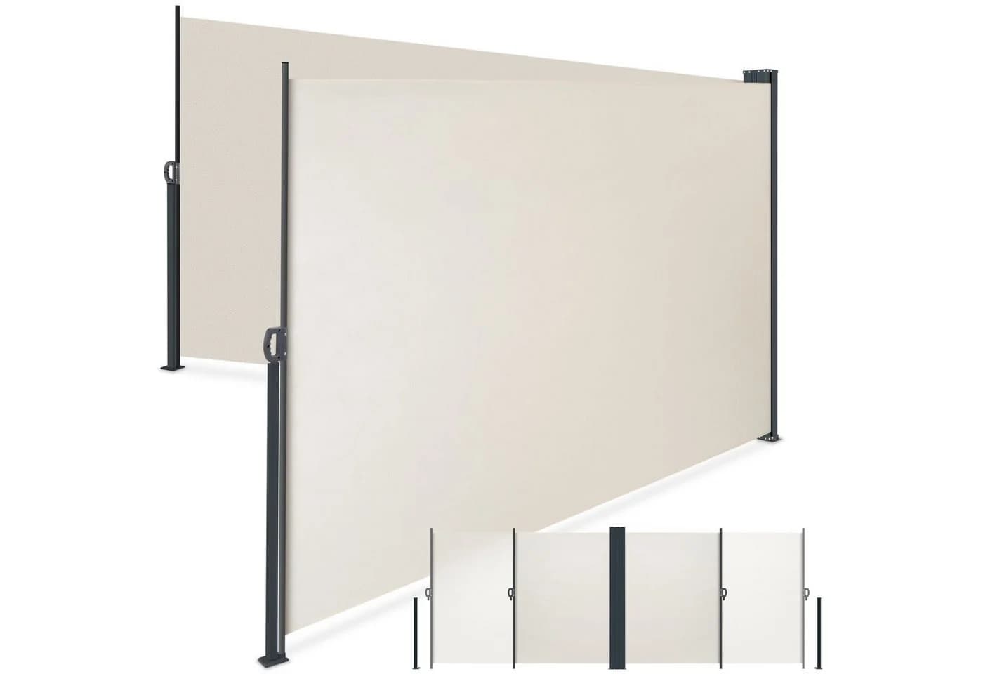 tectake Doppel-Seitenmarkise Beige Automatischer Aufrollmechanismus - Bild 2
