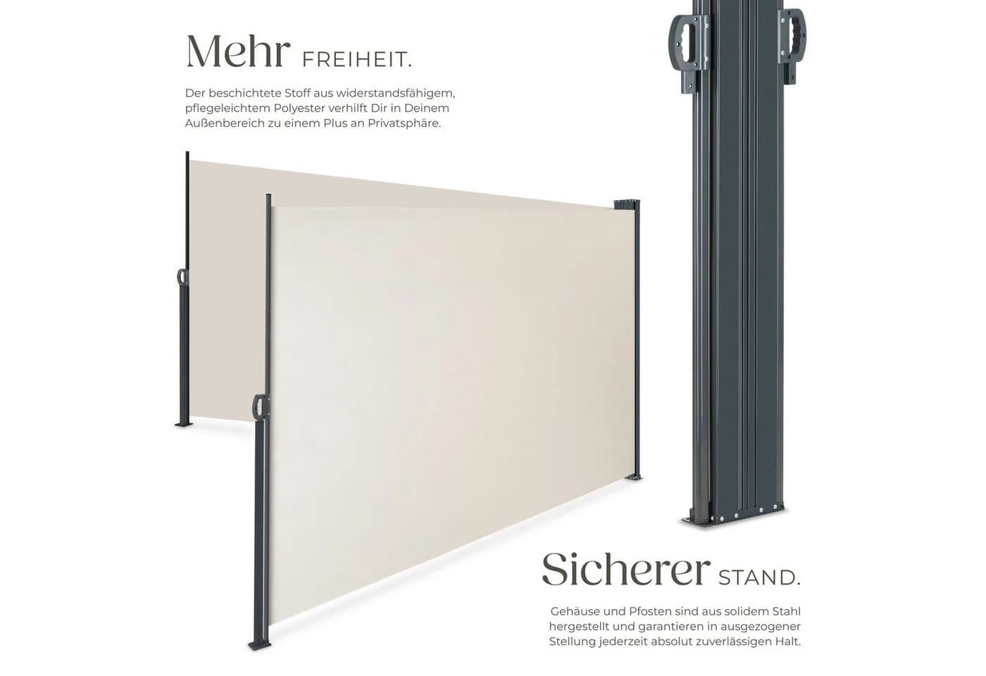 tectake Doppel-Seitenmarkise Beige Automatischer Aufrollmechanismus - Bild 3