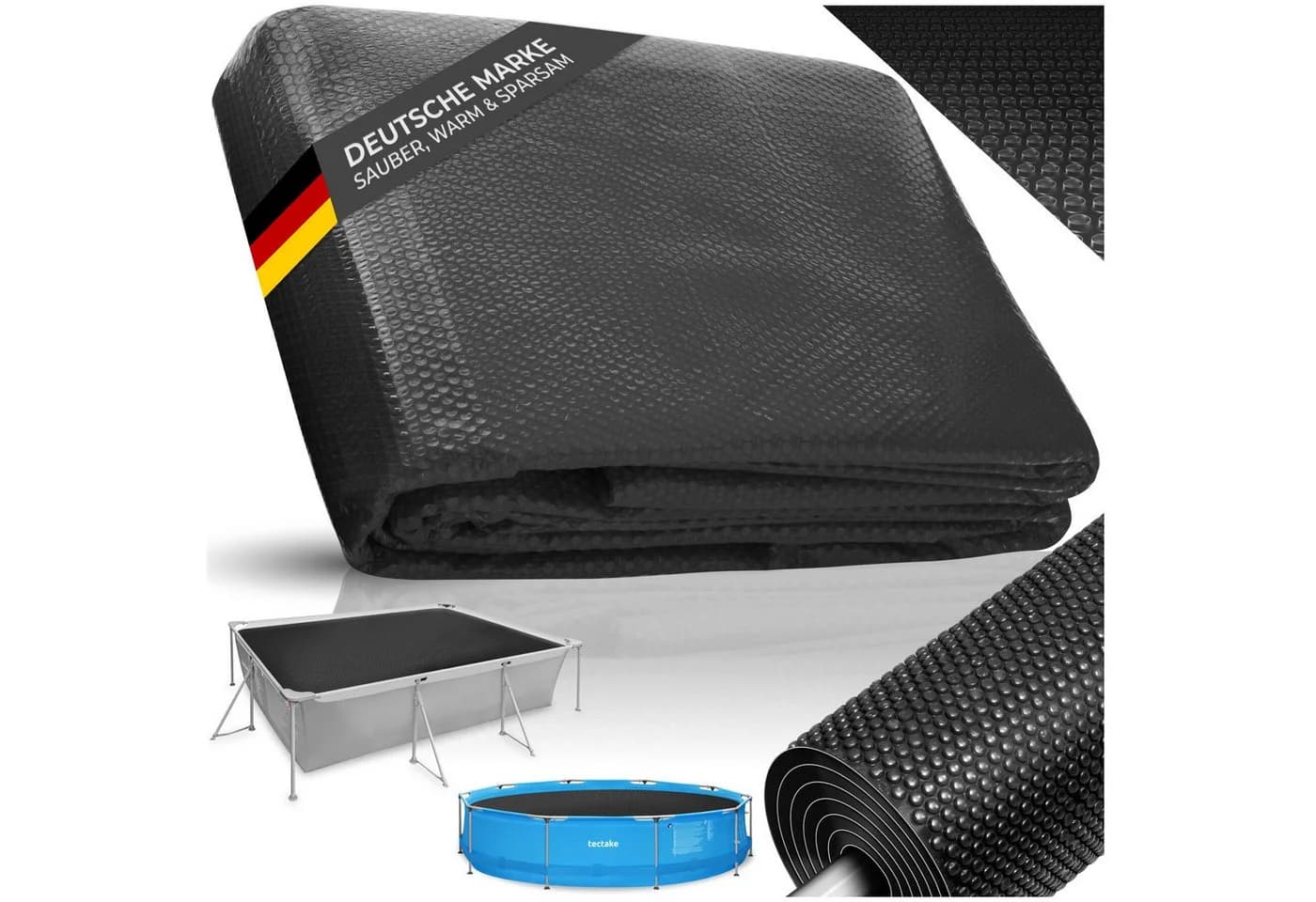 tectake Pool-Abdeckplane Solarfolie Schwarz - Bild 2