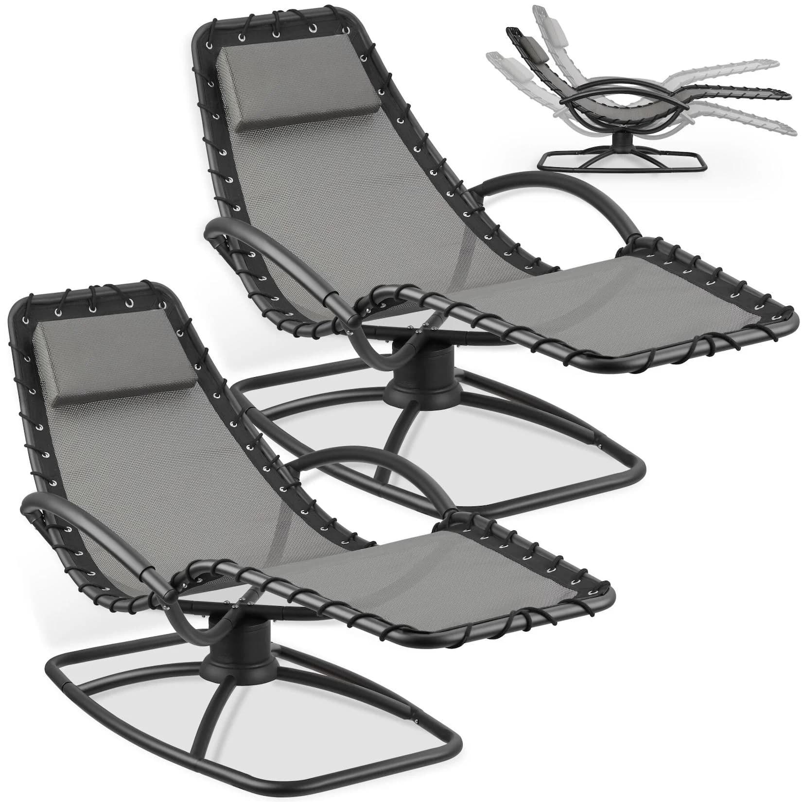 tectake Gartenliege Sonnenliege Toulon Ergonomisch mit sanfter Schwingfunktion 2er Set
