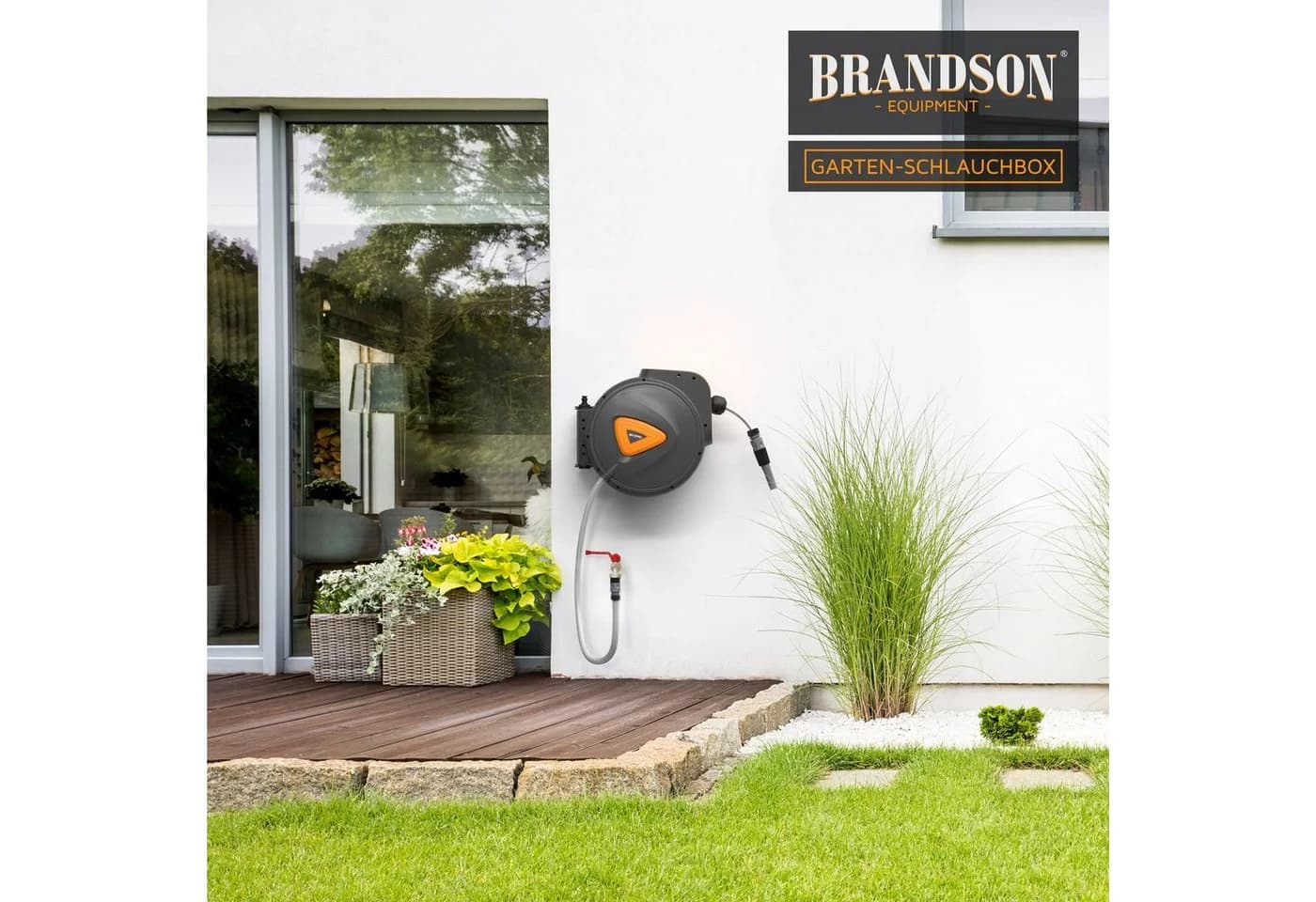 Brandson Wandschlauchbox 20m Grau/Orange Automatisch Einziehbar - Bild 4
