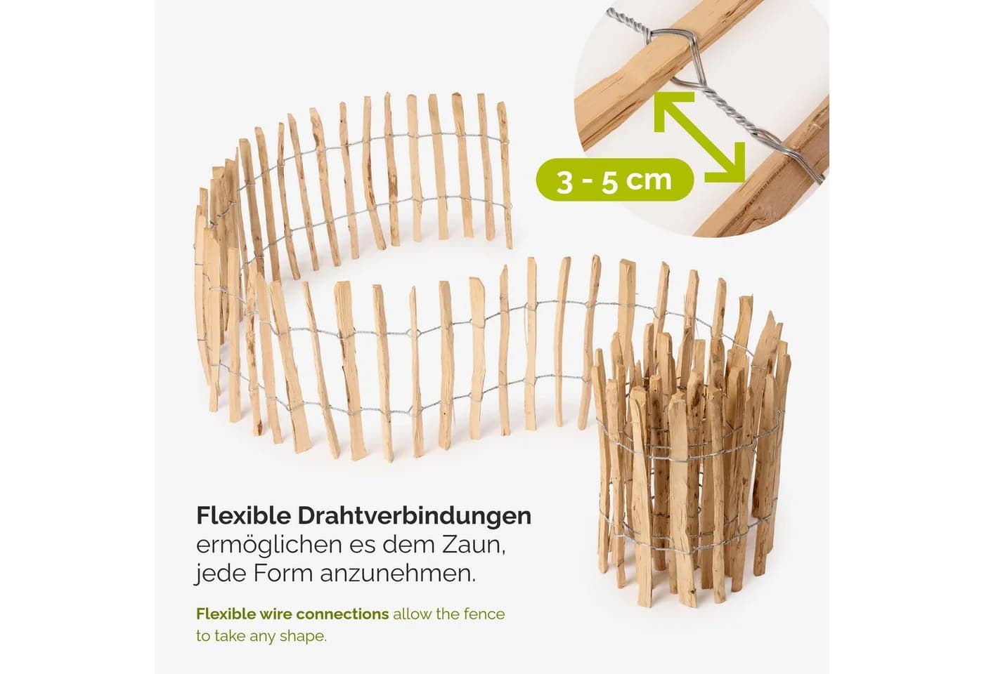 Garronda Staketenzaun 60cm x 5m Steckzaun Haselnussholz - Bild 5