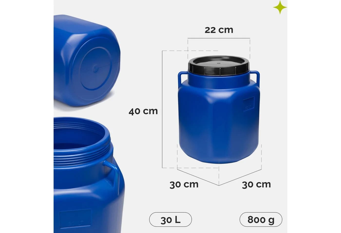 Garronda Regentonne 30L Blau BPA-frei quadratisch mit Deckel - Bild 3