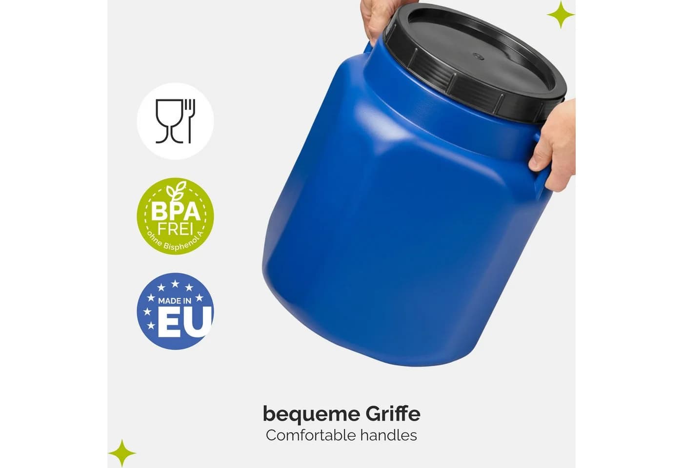 Garronda Regentonne 30L Blau BPA-frei quadratisch mit Deckel - Bild 5