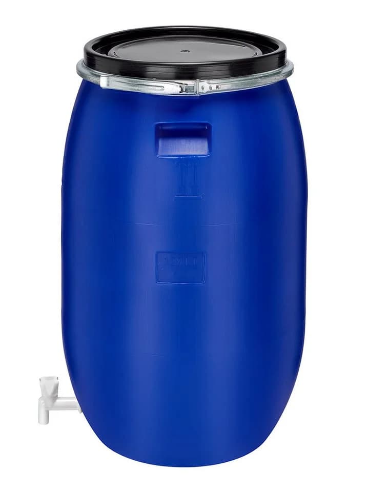 Garronda Regentonne 120L Weithalsfass HDPE Blau mit Deckel und Hahn - Bild 2