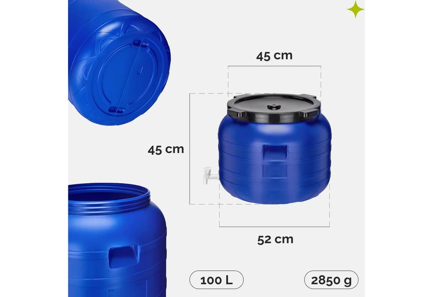 Garronda Regentonne 100L BPA-freies Fass mit Hahn Universalfass für Garten - Bild 3