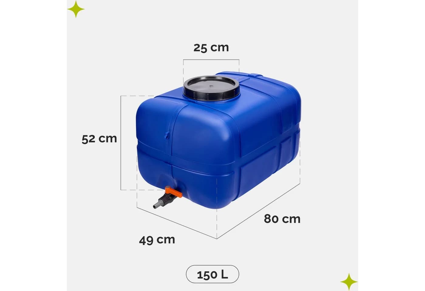 Garronda Regentonne 150l mit Deckel und Zapfhahn Blau HDPE