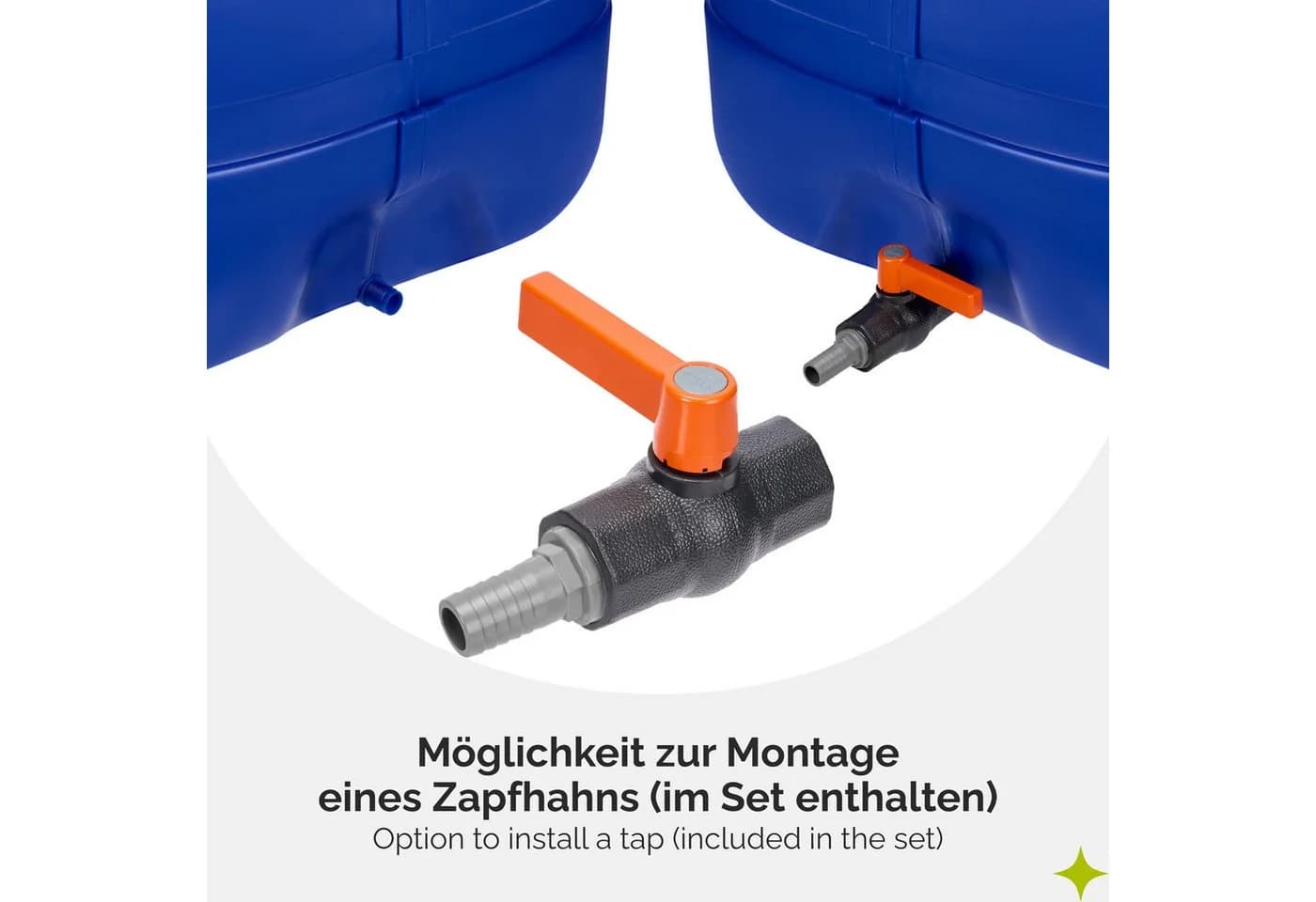 Garronda Regentonne 150l mit Deckel und Zapfhahn Blau HDPE - Bild 4