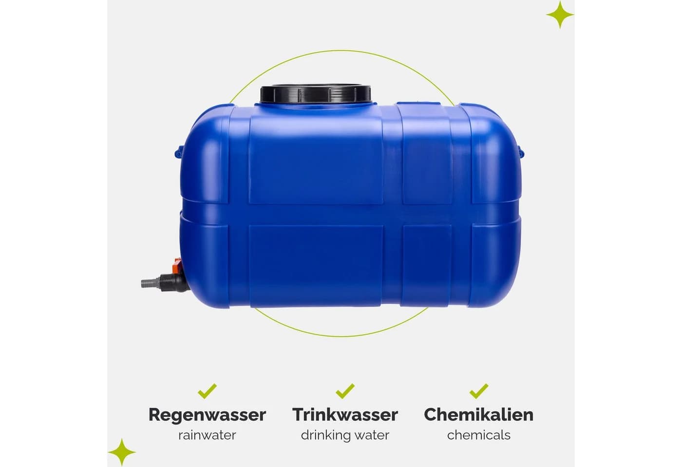 Garronda Regentonne 150l mit Deckel und Zapfhahn Blau HDPE - Bild 5