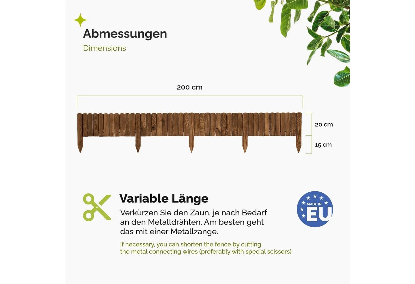 Garronda Zaun Rasenkante Holz Beeteimfassung Flexibler Rollborder