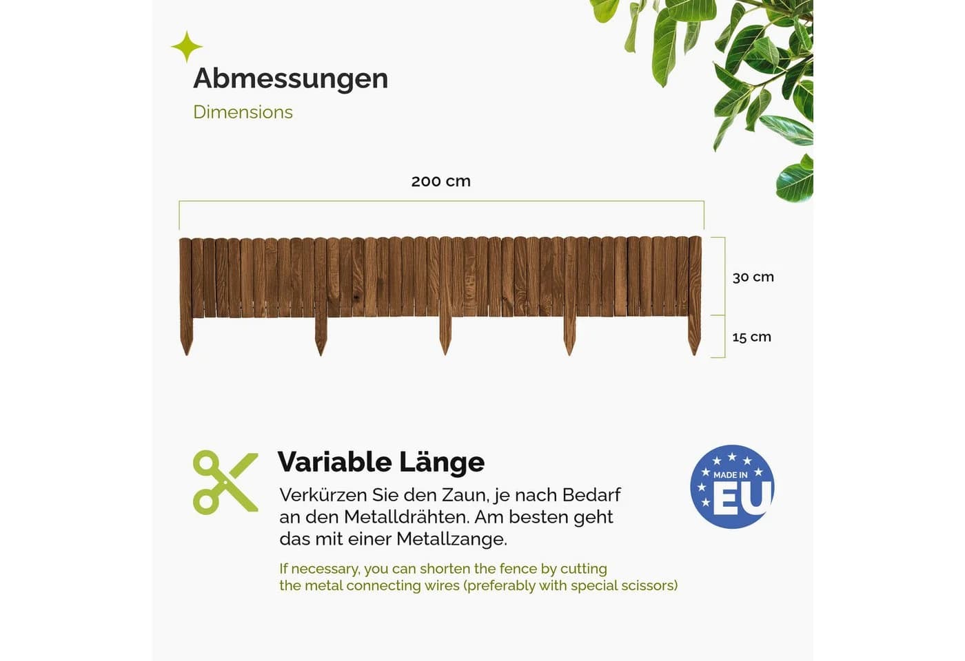 Garronda Rasenkante Holz Beeteimfassung Flexibler Rollborder Dunkelbraun