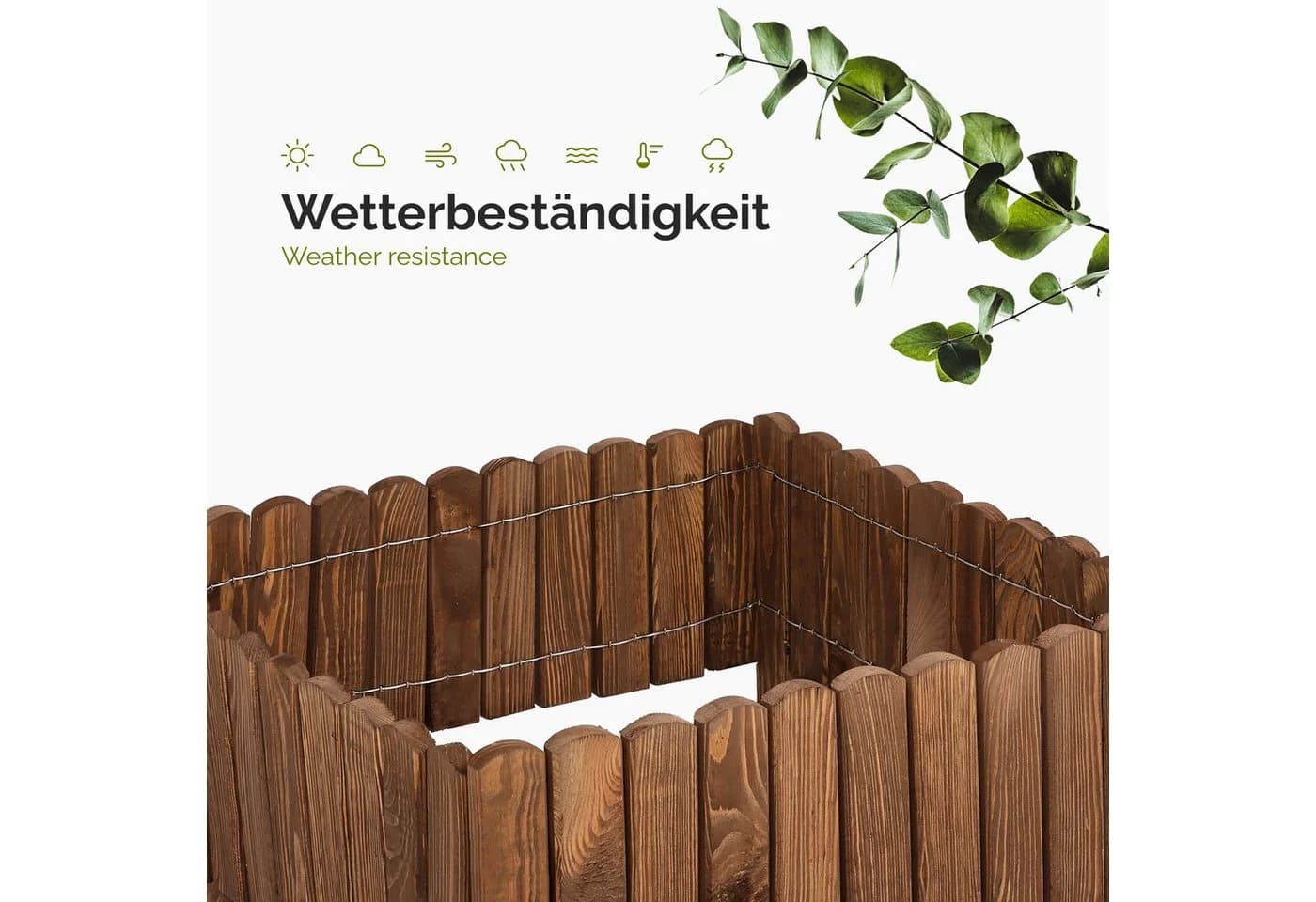 Garronda Rasenkante Holz Beeteimfassung Flexibler Rollborder Dunkelbraun - Bild 5