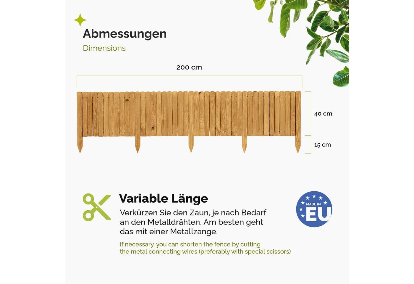 Garronda Zaun Rasenkante Holz Beeteimfassung Flexibler Rollborder