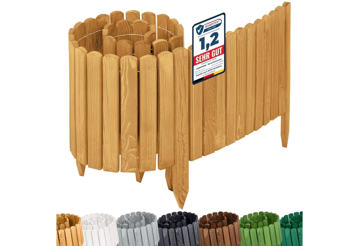 Garronda Zaun Rasenkante Holz Beeteimfassung Flexibler Rollborder - Bild 2