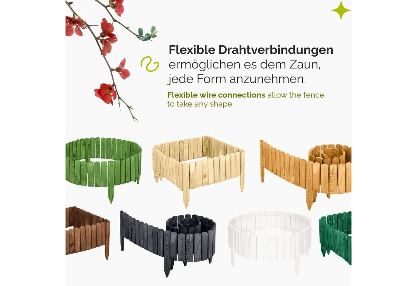 Garronda Zaun Rasenkante Holz Beeteimfassung Flexibler Rollborder - Bild 4