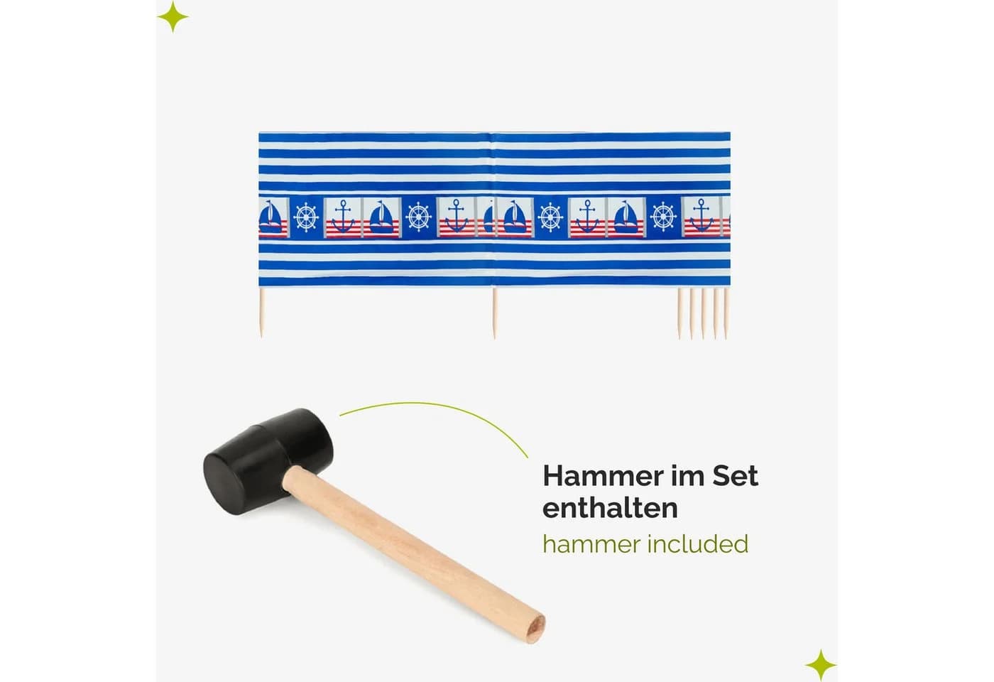 Garronda Windschutz Strand Sichtschutz 8m bunt mit Gummihammer - Bild 5