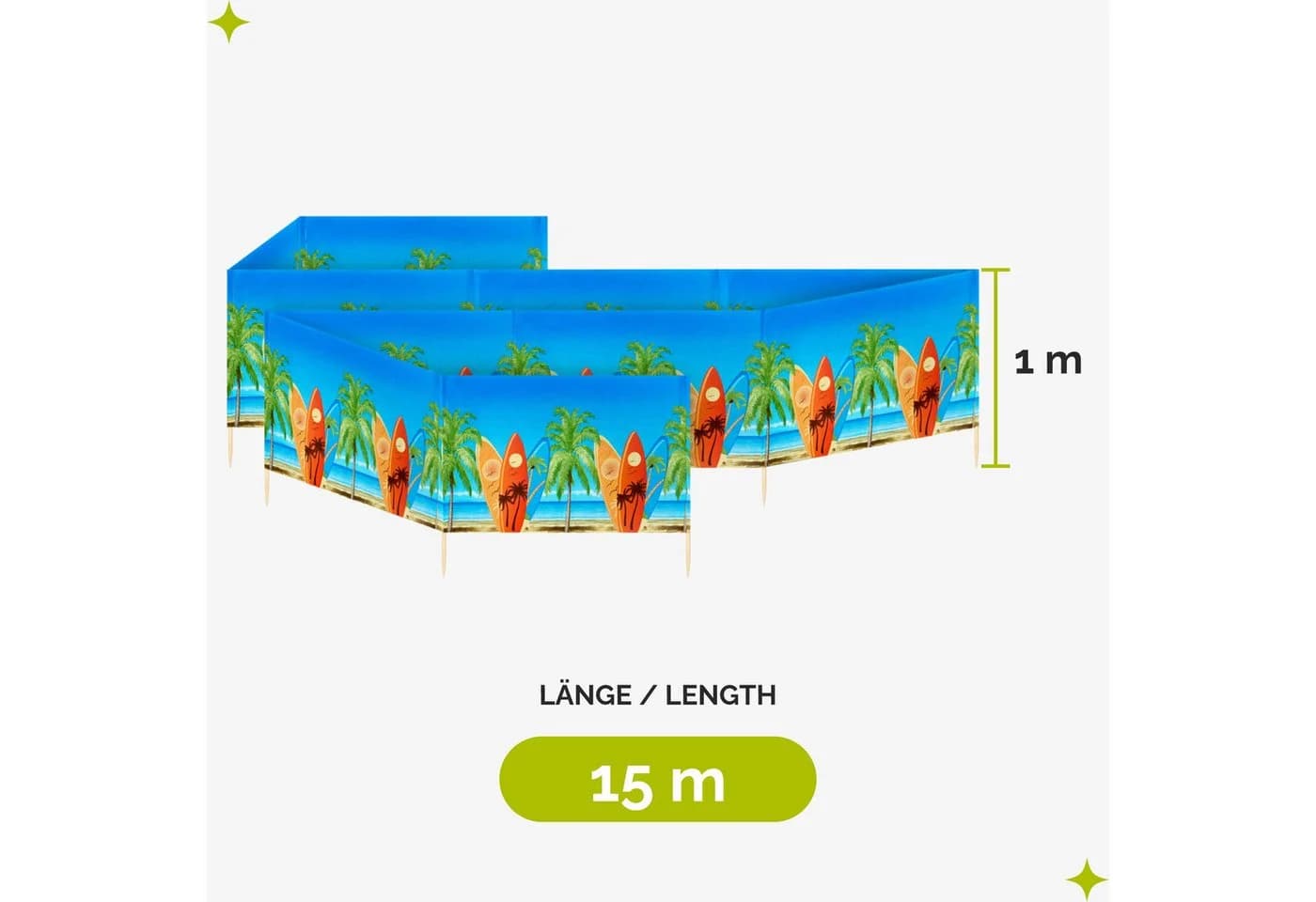 Garronda Strand Windschutz 15m mit Gummihammer