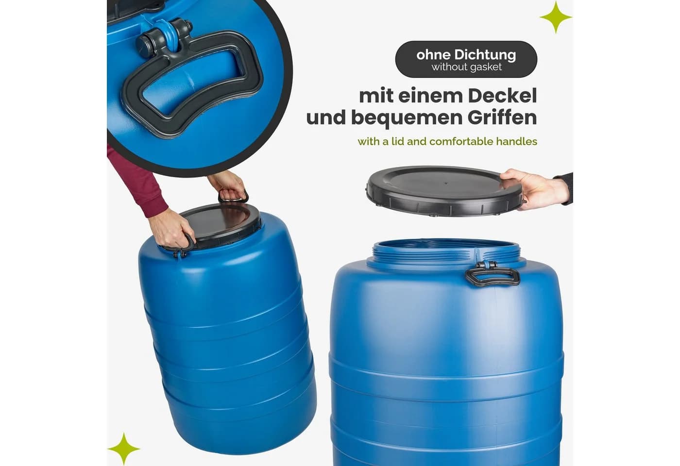 Garronda Regentonne 120 L Weithalsfass HDPE Blau - Bild 3