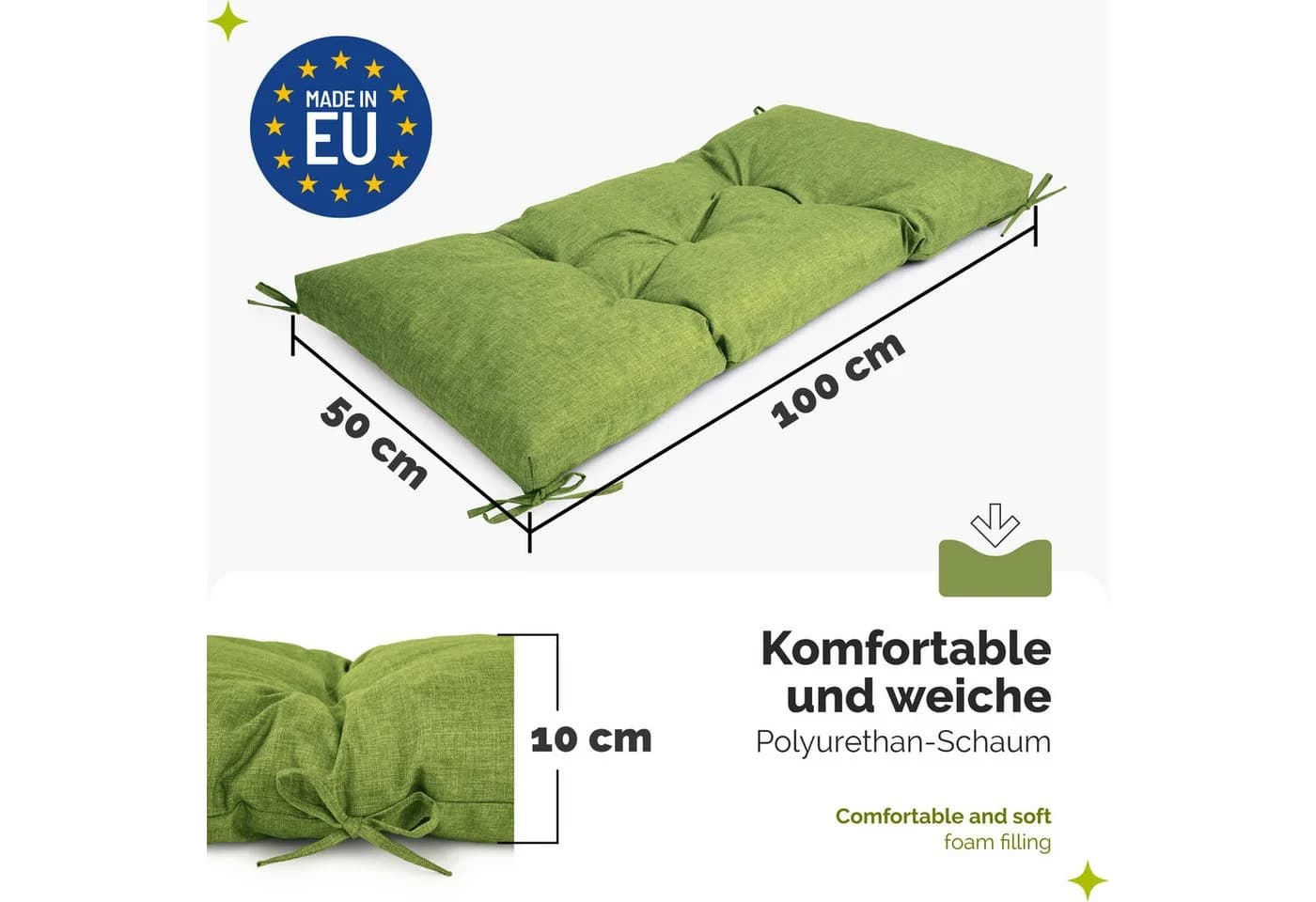 Garronda Bankauflage Outdoor Grün UV-beständig