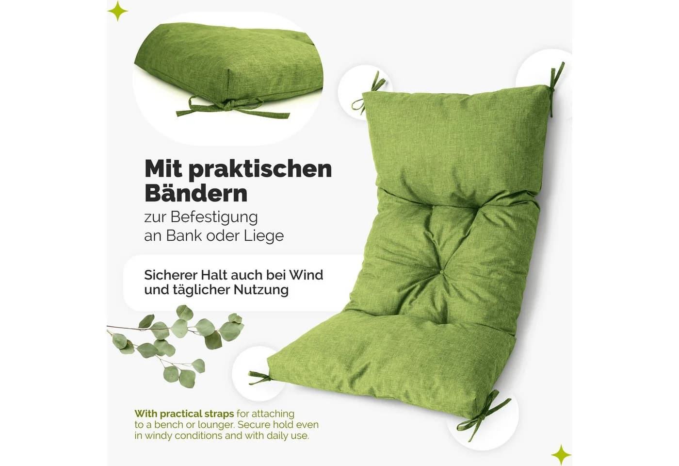 Garronda Bankauflage Outdoor Grün UV-beständig - Bild 3