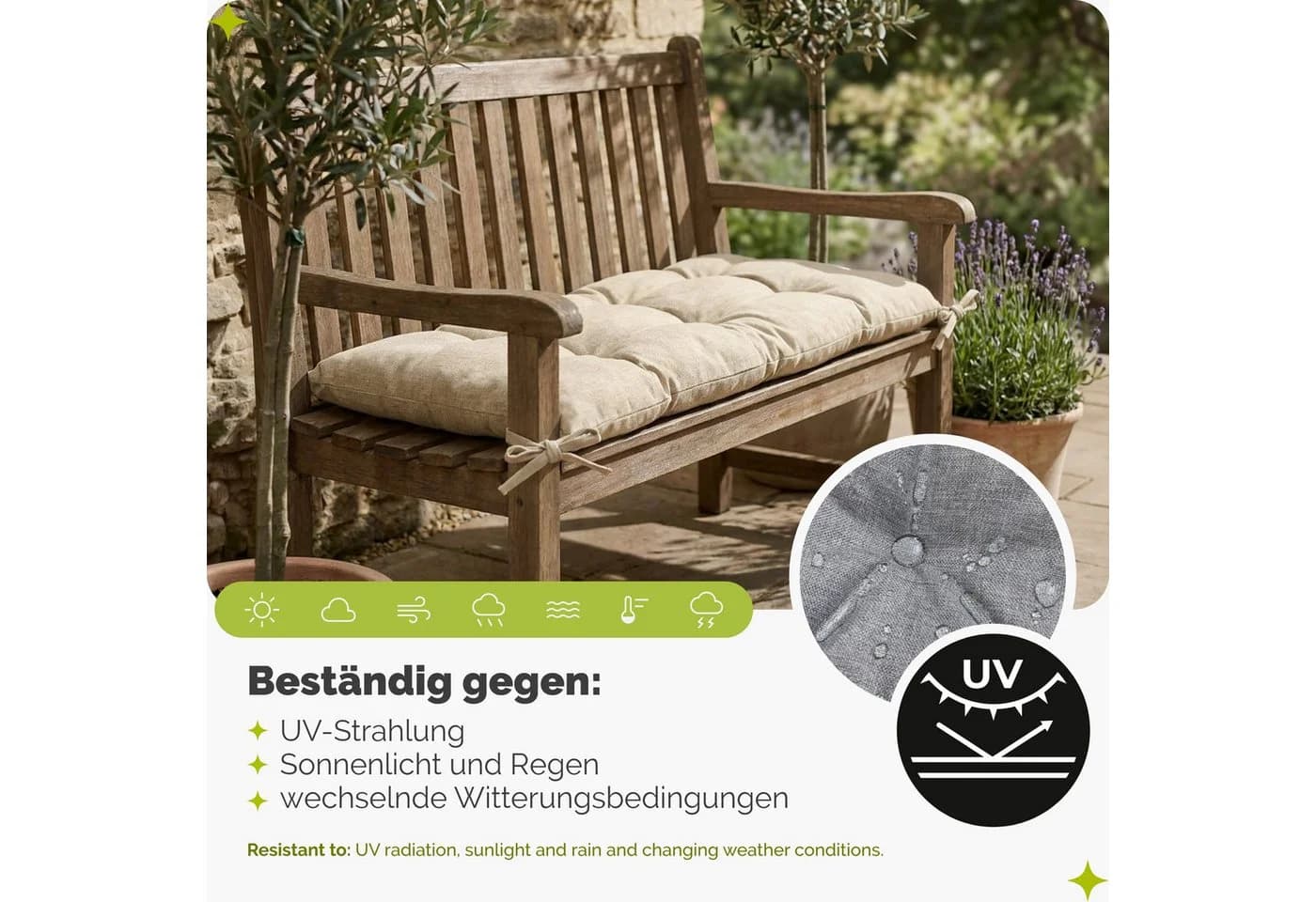Garronda Bankauflage Outdoor Grün UV-beständig - Bild 4