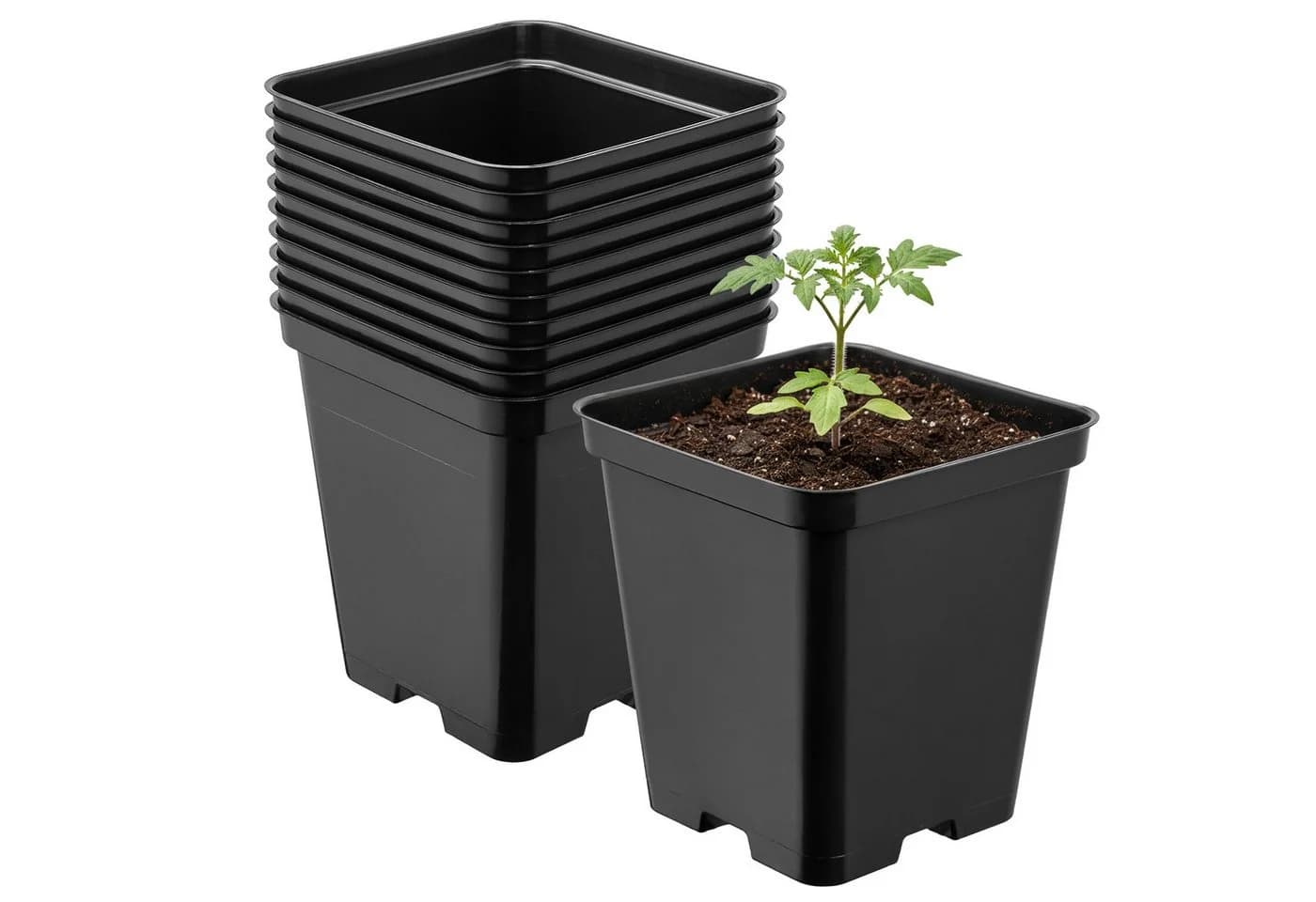 Garronda Blumentopf Kunststoff eckig 10er Set mit Drainagelöchern - Bild 2