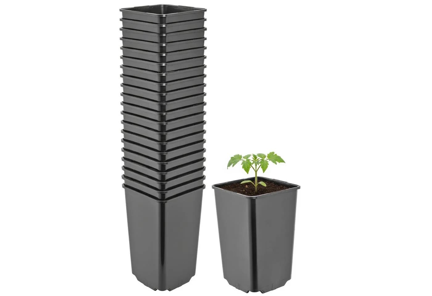 Garronda Blumentopf Kunststoff hoch eckig mit Drainagelöchern 20er Set - Bild 2