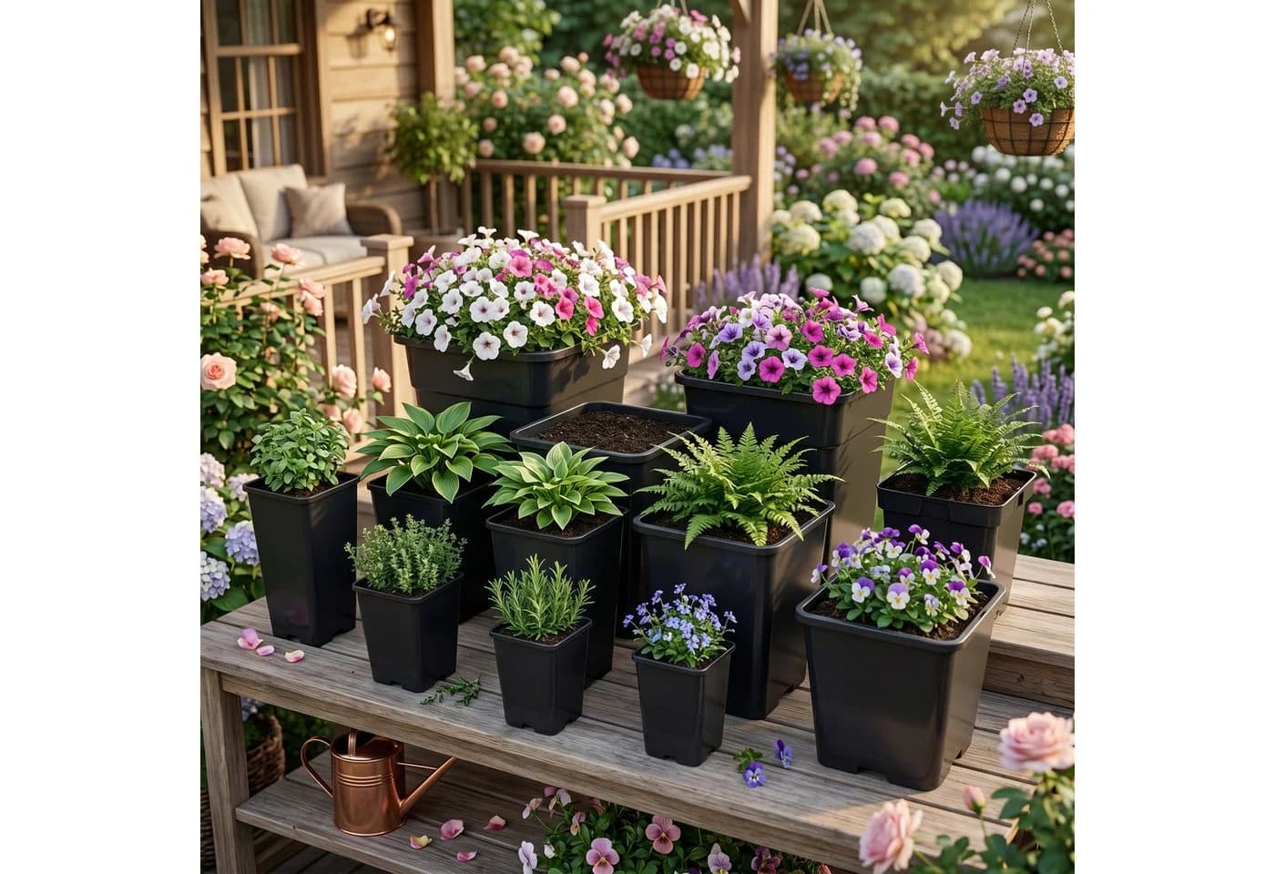 Garronda Blumentopf Kunststoff hoch eckig mit Drainagelöchern 20er Set - Bild 3