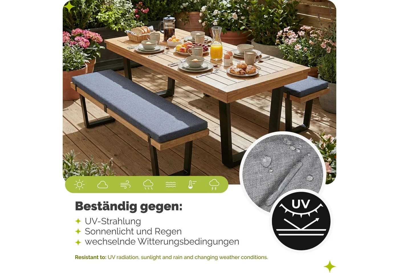 Garronda Bankauflage 120 cm Graphit wasserabweisend - Bild 4
