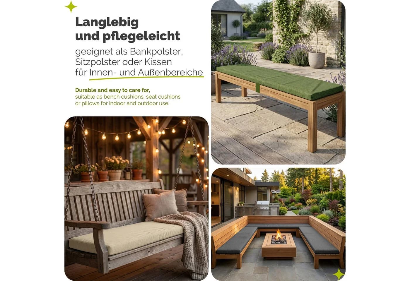Garronda Bankauflage 120 cm Graphit wasserabweisend - Bild 5