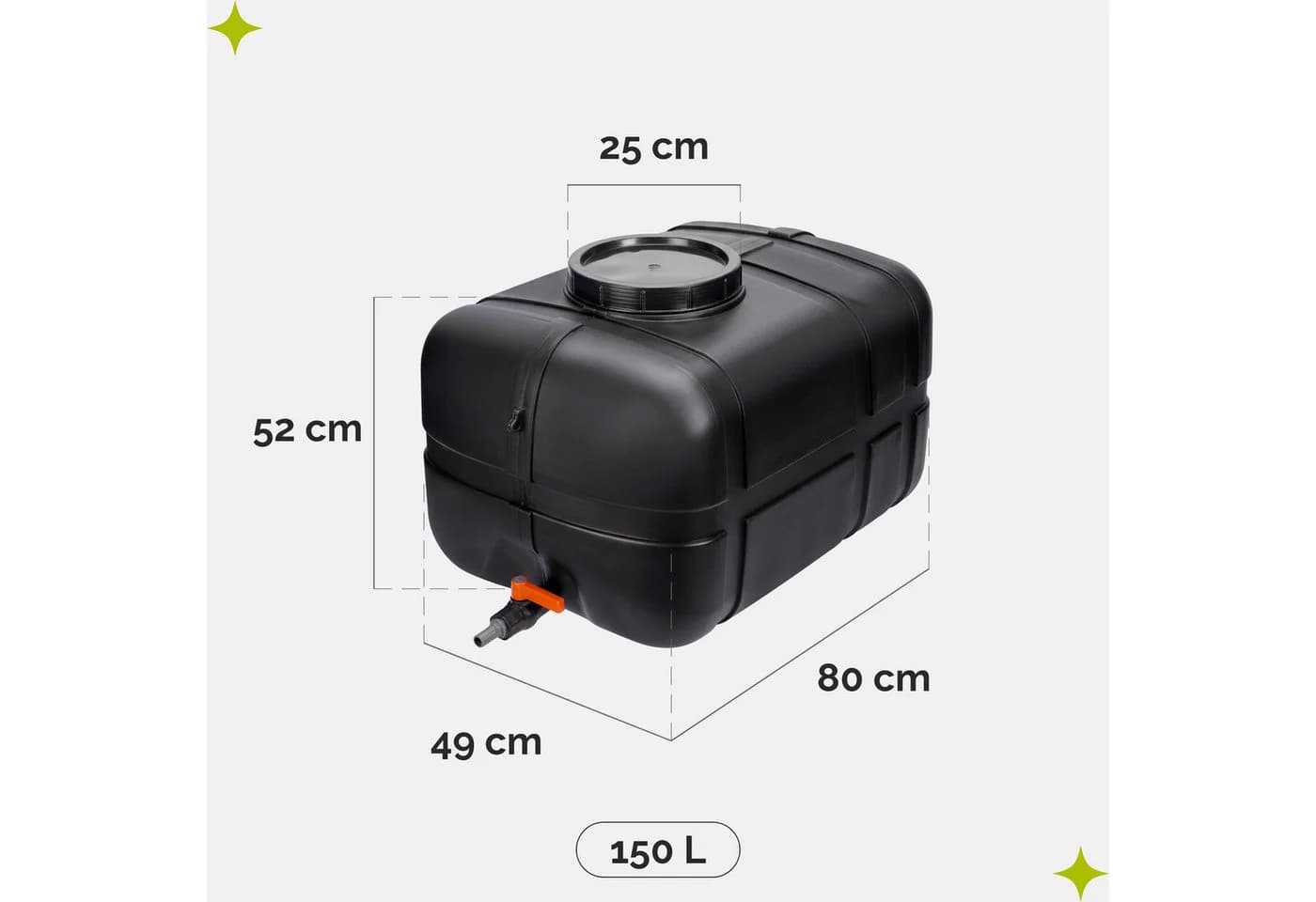 Garronda Regentonne 150l Schwarz HDPE mit Zapfhahn