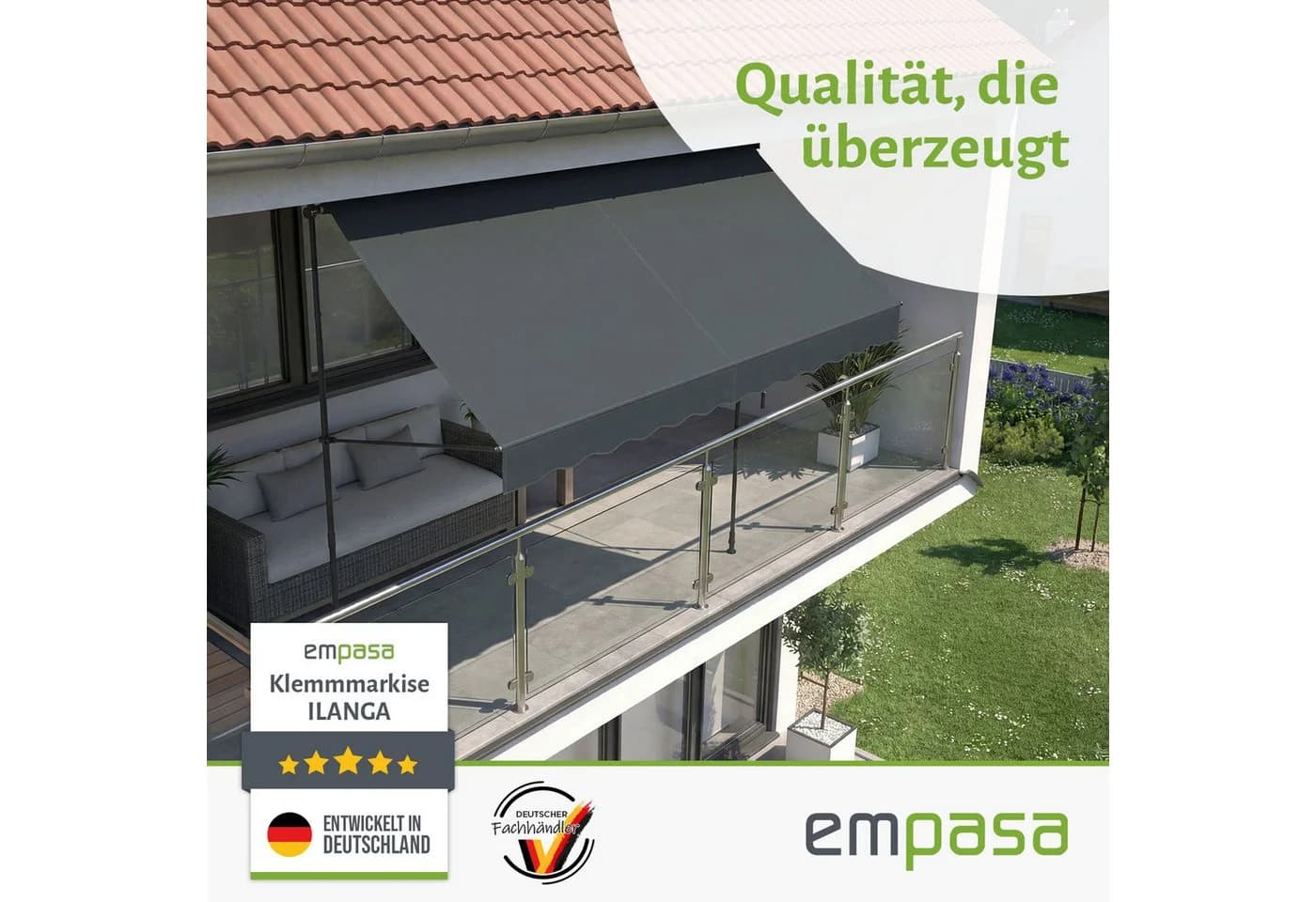 empasa Klemmmarkise ILANGA Anthrazit UV-beständig höhenverstellbar - Bild 5