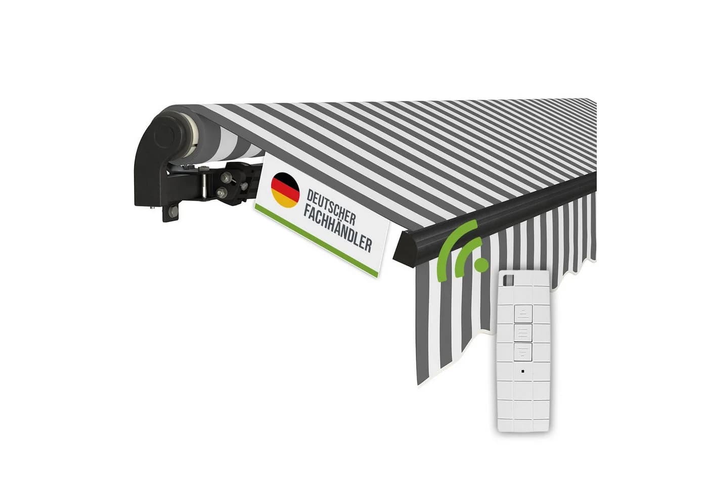 empasa Gelenkarmmarkise START PLUS weiß/anthrazit gestreift mit Fernbedienung - Bild 2