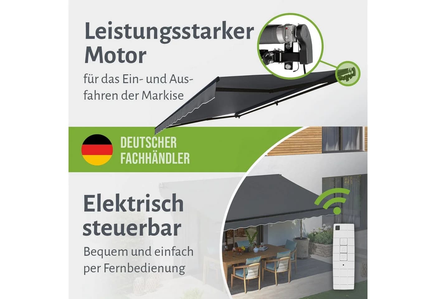 empasa Gelenkarmmarkise START PLUS weiß/anthrazit gestreift mit Fernbedienung - Bild 4