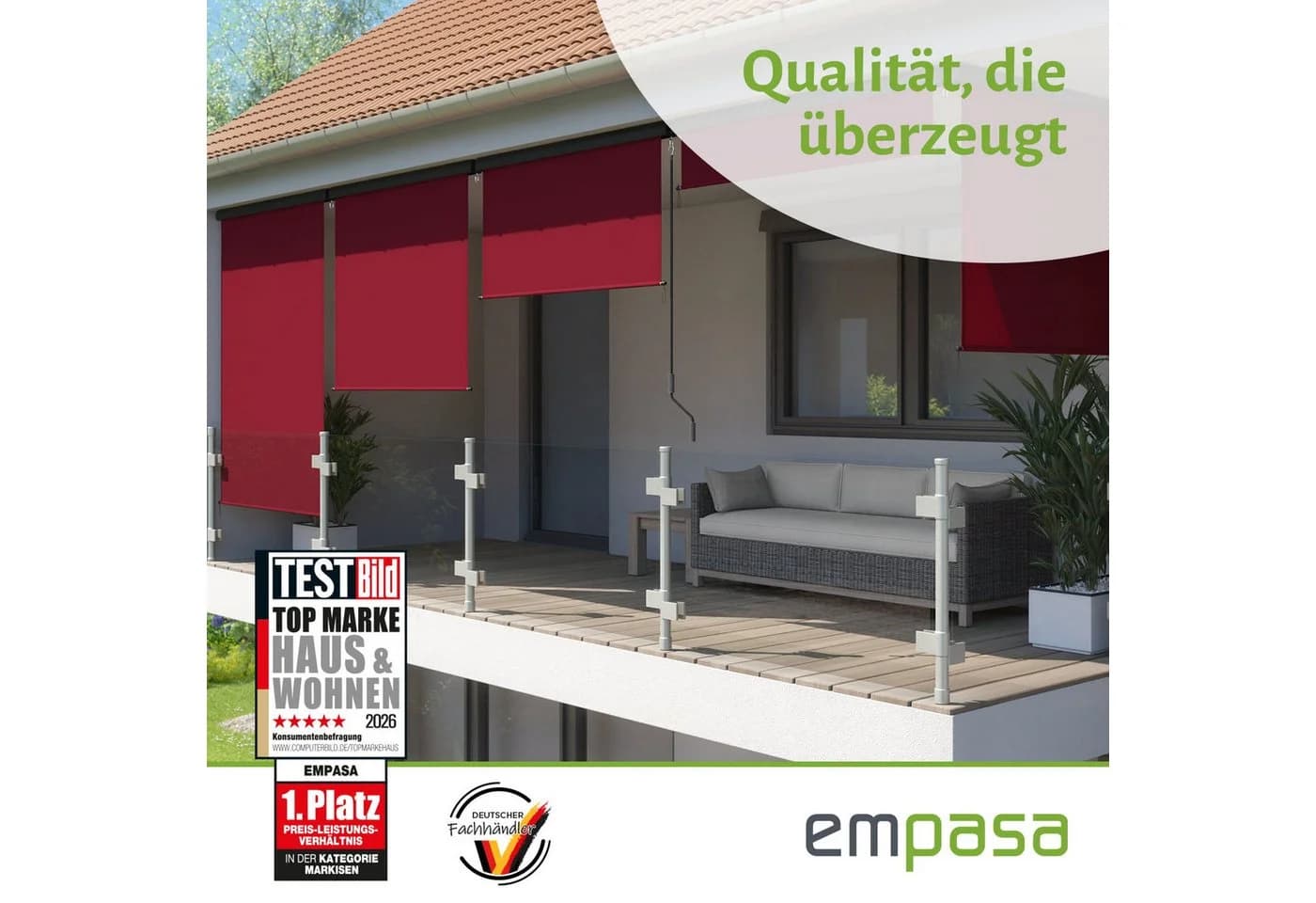 empasa Senkrechtmarkise MASTER Rot Anthrazit UV-beständig - Bild 5