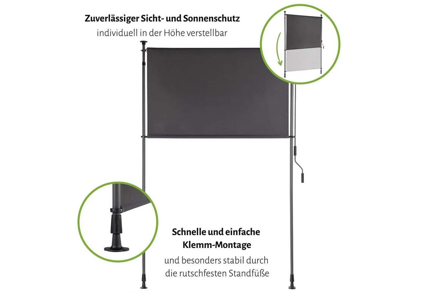 empasa Klemmmarkise Privacy Screen Anthrazit für Balkon & Terrasse - Bild 3