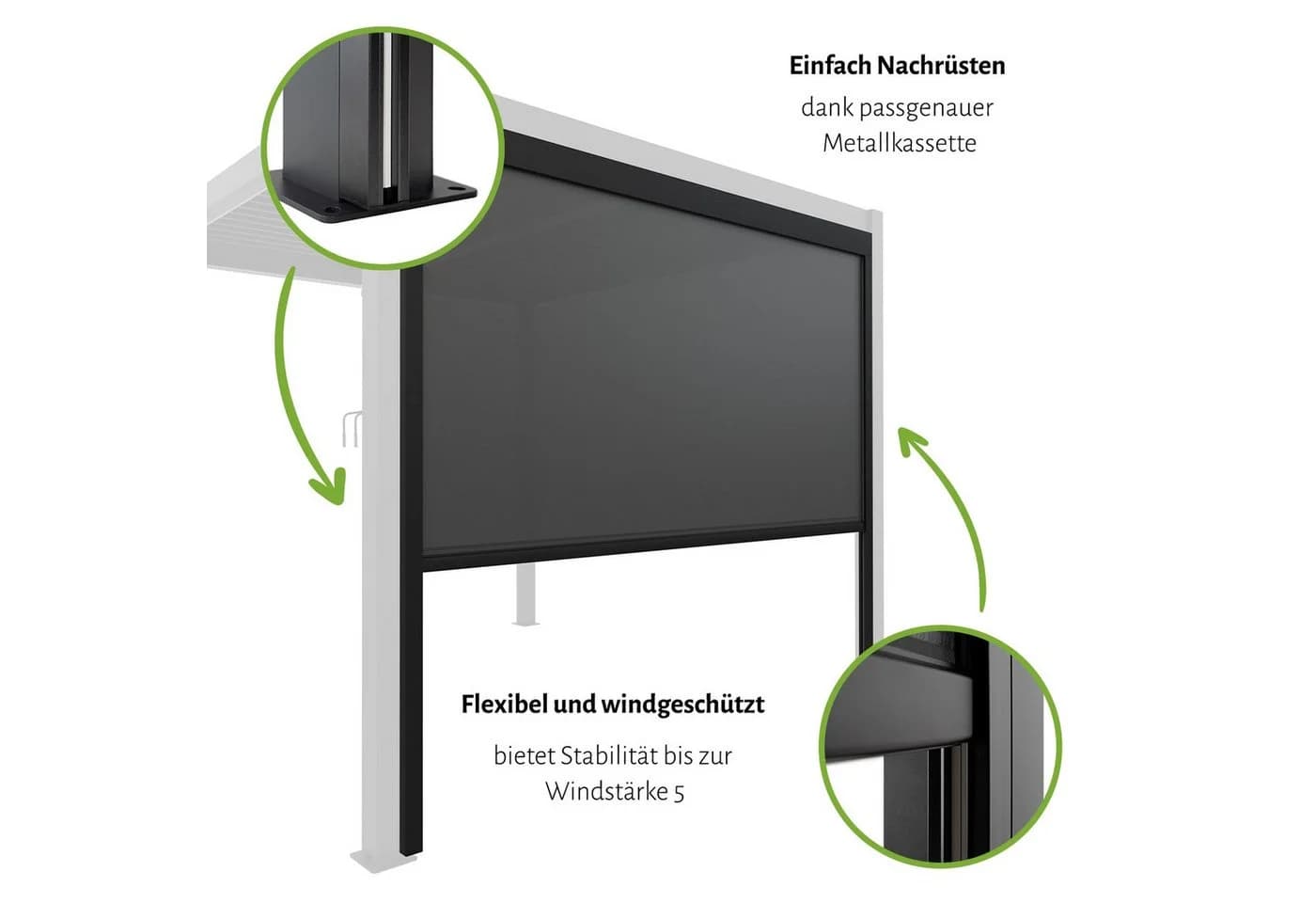 empasa Sonnenschutzrollo "ZEUS" für Pergola Anthrazit/Weiß - Bild 5