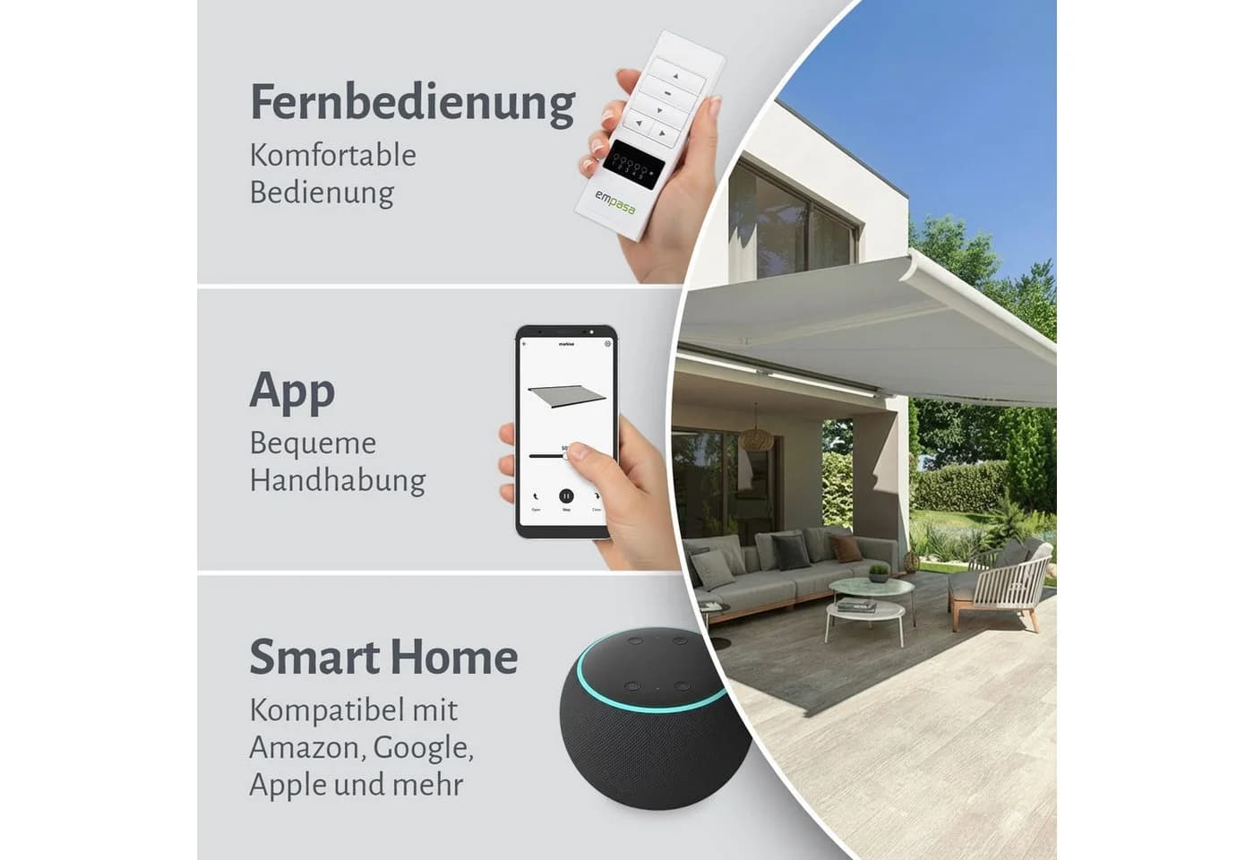 empasa Kassettenmarkise PROFI PLUS Hellgrau WiFi-Motor Aluminium - Bild 3