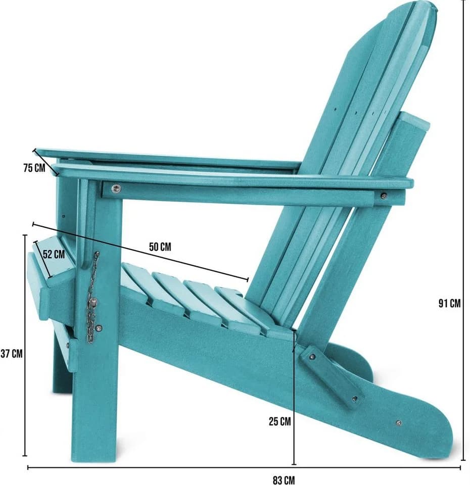 Aspero Adirondack Gartenstuhl Türkis Klappbar HDPE - Bild 4